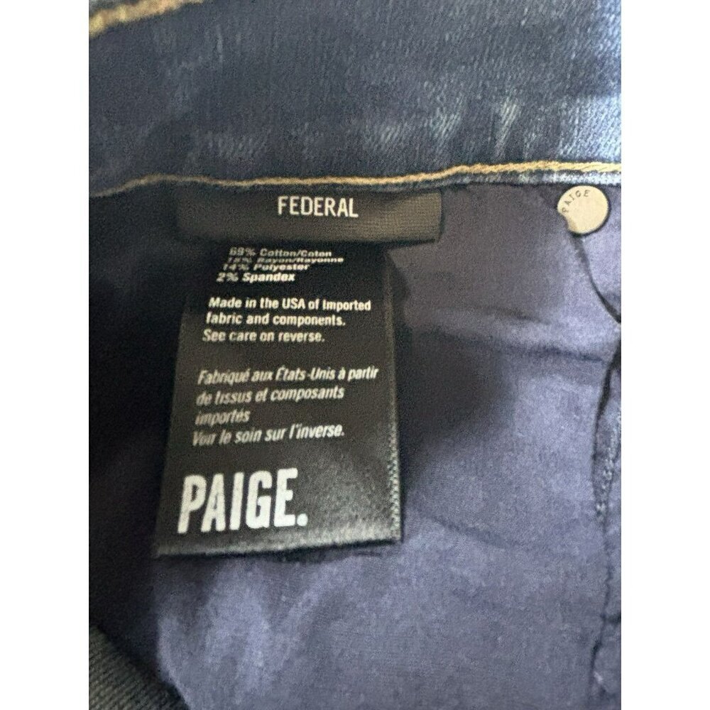 Paige Federal Skinny Jeans Mens 31 Blue Denim Med Wash Stretch 5-Pocket Preppy - Picture 3 of 9
